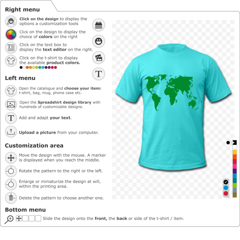 Personalize a world map t-shirt online 