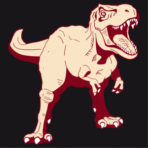Original dinosaur t-shirt to personalize online. Tyrannosaurus rex stylized in 3 colors, opaque