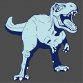 Dinosaur t-shirt, light blue and dark blue t-rex with customizable colors, to be printed online.