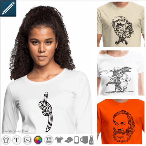 T-shirt drawing, art patterns and vectorial drawings to print online.