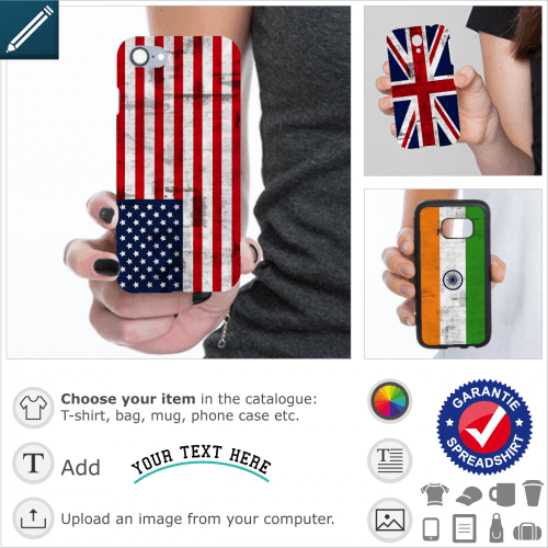 Mobile phone cases to customize, with country flag to print online. The flags are in the same format as the standard full printed cases.