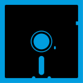 Simplified 5 inch floppy disk drawn in one color to be printed on t-shirt or accessory.