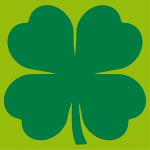 Four-leaf clover, Saint Patrick design to print on t-shirt. Simple plain Irish shamrock.