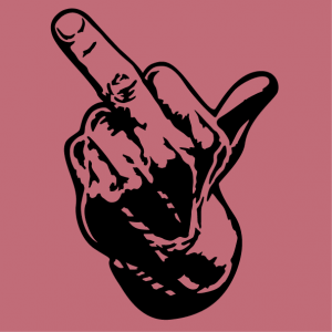 T-shirt middle finger. Middle finger, humorous design with a stretched finger.