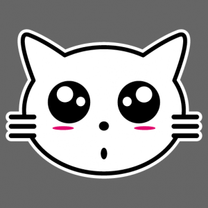 T-shirt or gift with stylized kitten head drawn in custom anime style.