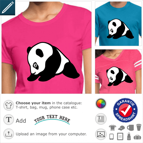 Panda baby drawn in profile, cute design and kawaii to customize