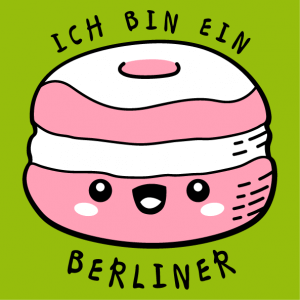 T-shirt quotes, Ich bin ein Berliner, funny quote from JFK with a berliner kawaii donut to customize