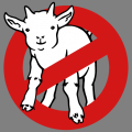 Parody of the Ghostbuster logo with a baby goat instead of the ghost of the original logo. Print a t-shirt.