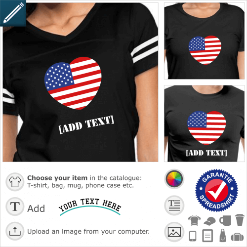 Heart USA t-shirt. Heart and flag of the usa, a design I love America.