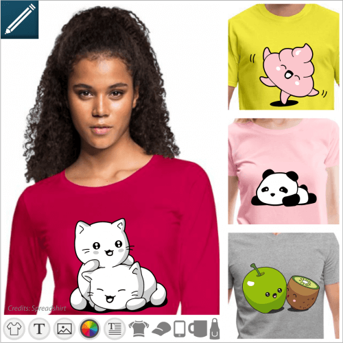Kawaii t-shirt to personalize, cute designs to print online.