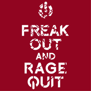 Keep calm and rage quit, keep calm design diverted with a freak out joke, a geek and gaming design.