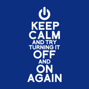 OFF and ON again, keep calm geek design. Funny joke.