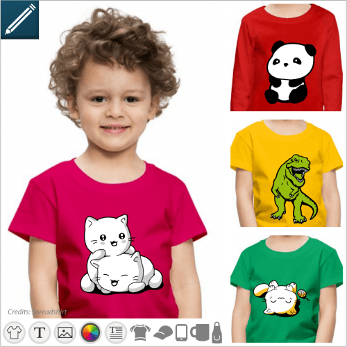 Kids designs and cute themes to print yourself online.