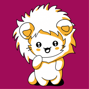 Funny cat t-shirt with a lion hood, designed in kawaii style.