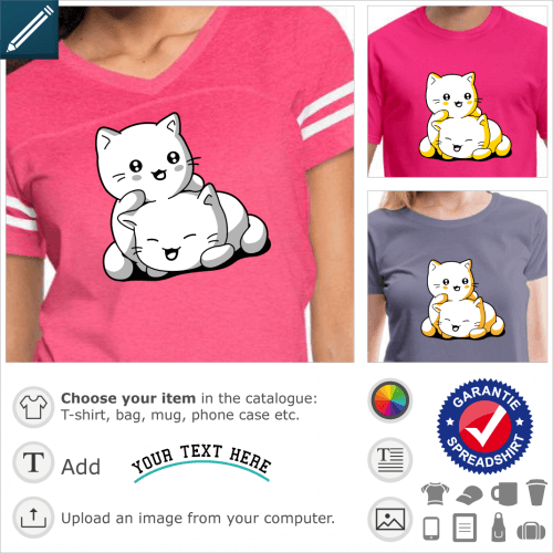 Funny kawaii kitten t-shirt. Kittens held tight against each other. Personalize a cute kitten t-shirt.