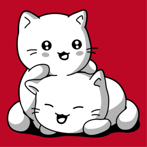 Opaque 3-color kawaii cats to customize and print online. Create a cat t-shirt.