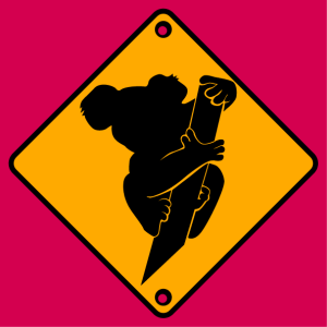 T-shirt with traffic sign. A funny koala road sign to print online.
