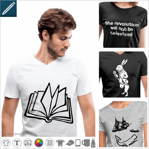 T-shirt literature, designs to be modified in the designer and printed on the item of your choice.