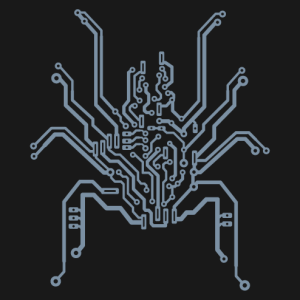 Spider T-shirt designed in printed circuit lines to print yourself online.