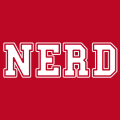 Nerd written in large, thick capital letters. Customized t-shirt.