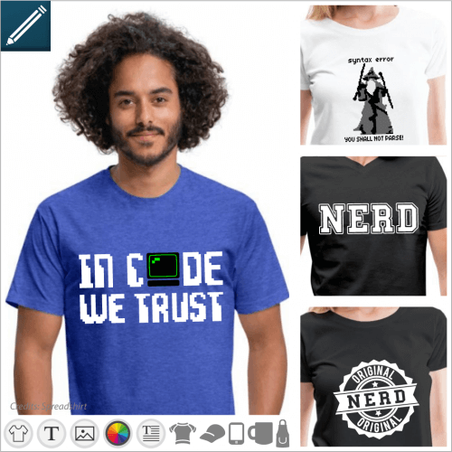 Custom nerd t-shirt. Nerd in college typography, geek and dork joke, to be printed online.