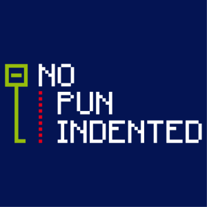 No pun indented, visual programmer pun with a code editor design.