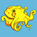 Stylized octopus with tentacles forming curls and waves. Create a sea t-shirt.