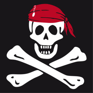 Pirate skull and crossbones skull t-shirt, classic jolly roger design.