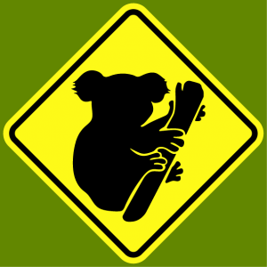 Traffic sign T-shirt. Cute koala road sign, a road sign and animal design.