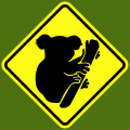 koala diamond road sign with black border.