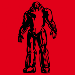Customize a robot t-shirt with this transparent and stylized robot in one color and designed in black and cutouts.