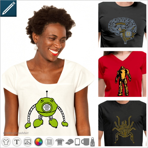 Custom robot t-shirt. Choose your funny or futuristic robot design and create an original robot t-shirt.