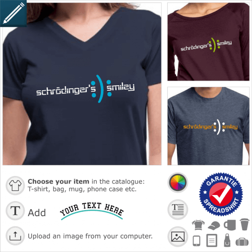 Science schrödinger smiley t-shirt. Schrödinger, smiley happy and sad in classical Latin typography.