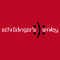 Schrödinger's Smiley simple in classical typeface. Customized t-shirt.