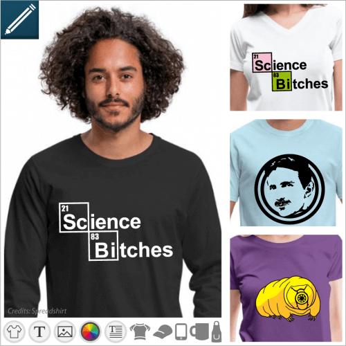 Science T-shirt to personalize yourself online, periodic table, scientific.