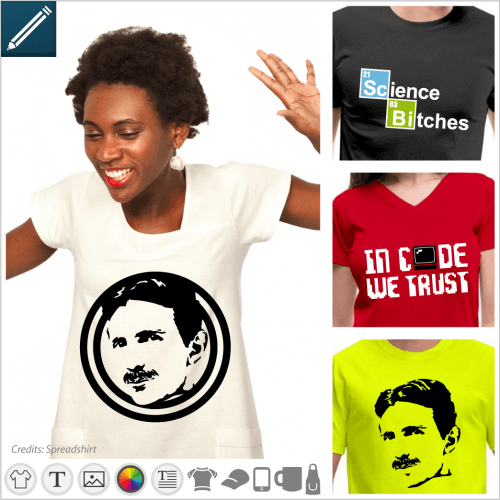 Scientific t-shirt to personalize and print online. Create your Tesla t-shirt for Tesla Day.