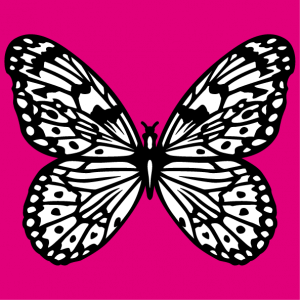 Black and white butterfly drawn in solid color and vectorial plots to customize online. Create an original butterfly t-shirt.