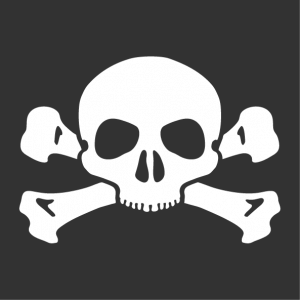 Small skull and crossbones t-shirt simplified and stylized to print.