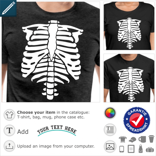 Skeleton t-shirt. Skeleton to be printed in a special texture on a dark background to create an original Halloween t-shirt.