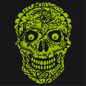 Flowered skull t-shirt to print on black t-shirt.