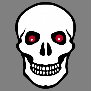 Skull t-shirt with thick contours and red eyes to design online.