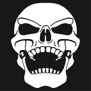Customizable Skull t-shirt. Pirate skull sneering, skull bent backwards.