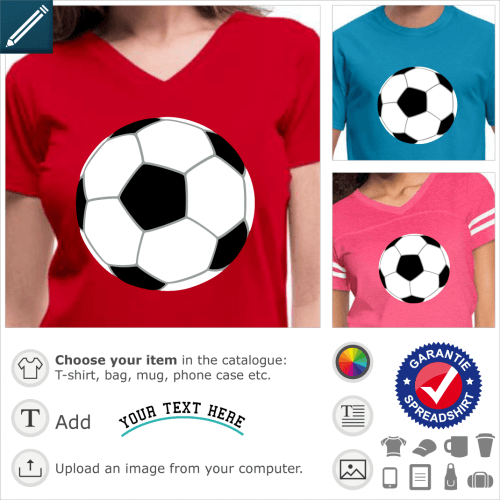 Soccer design, soccer ball designed in three colors, without contours. A ball to personalize and print on a colorful t-shirt.