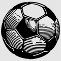 Soccer ball to be printed online, with white hexagonal faces and black pentagonal faces.