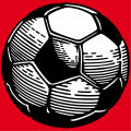 Two-colour soccer ball with an opaque background and hexagonal and pentagonal faces.