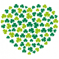 Rounded heart made of Irish clovers, Shamrock and Saint Patrick design. Print your t-shirt online.