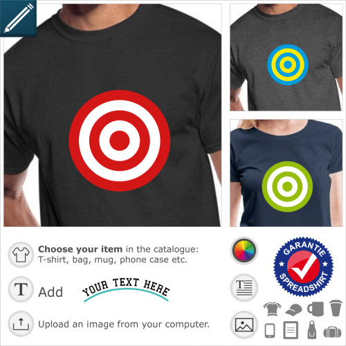 Target t-shirt. Customizable target with wide red and white stripes.