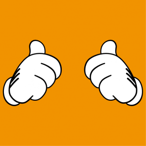 T-shirt thumbs up. Vectorized thumbs up design to customize, opaque Mickey gloves with contour.