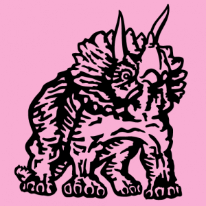 Create a unique dinosaur t-shirt online with this triceratops design in one color.