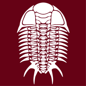 Graphic skeleton of a trilobite, a fossil motif and elegant Halloween decoration to customize.